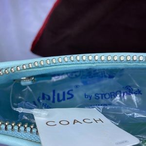 NWT ice blue Coach baguette mini bag